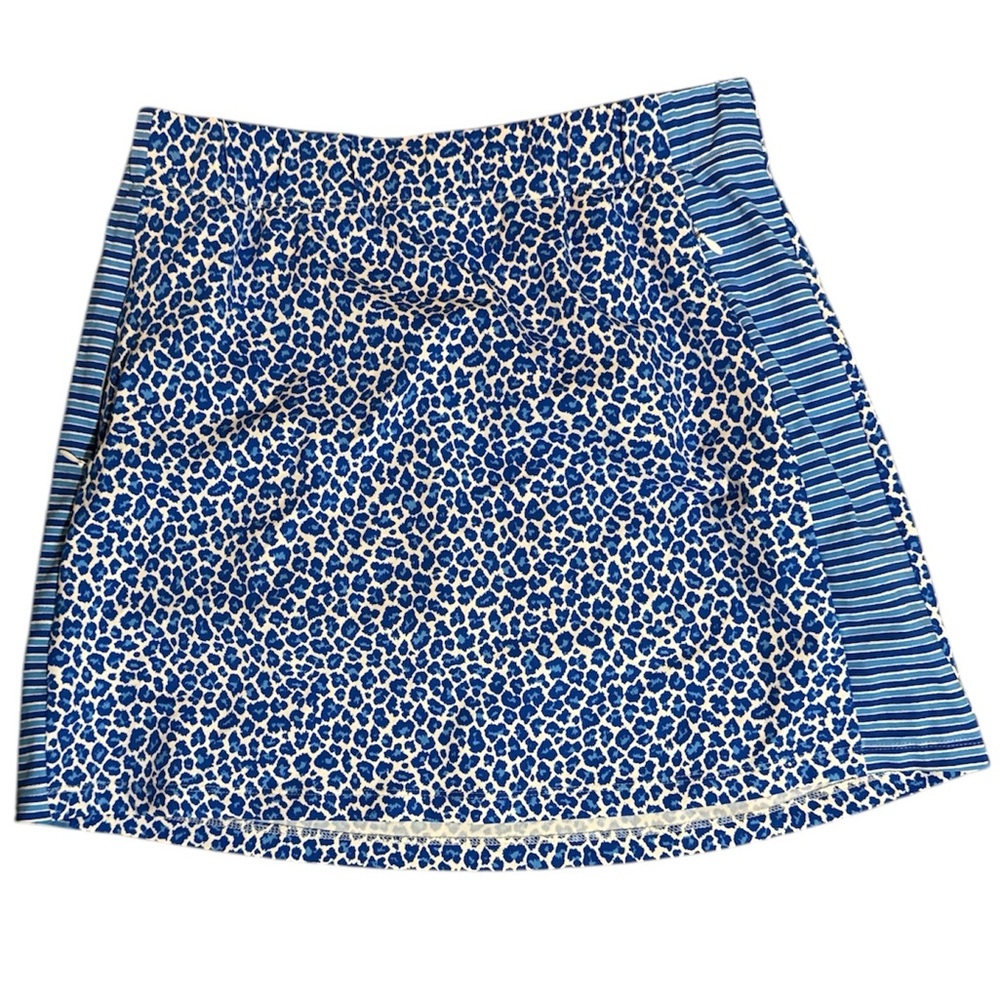 J. McLaughlin Blue White Patterned Animal Print Palm Springs Skort Skirt Size S